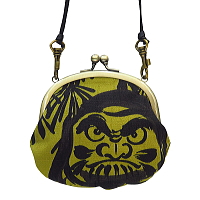 ガマ口 小銭入れ 福だるまと松（渋濃カラシ）